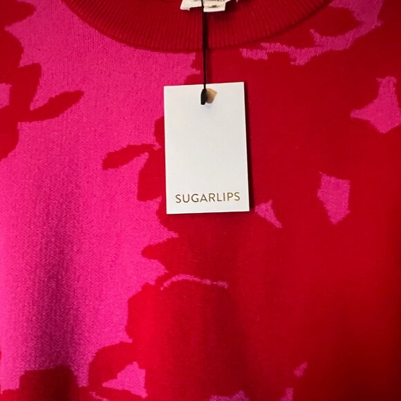 NWT Women's Sugarlips Sweater - Floral Red & Pink - Medium - Picture 3 of 3